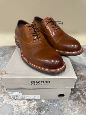 Kenneth Cole Reaction Men's Cognac Cap-Toe Oxford Lace-Up Shoes